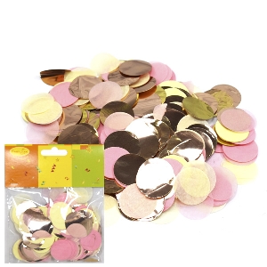 Y Конфетти бумага/фольга Круги золото/розовый/шампань 2,5см 14гр