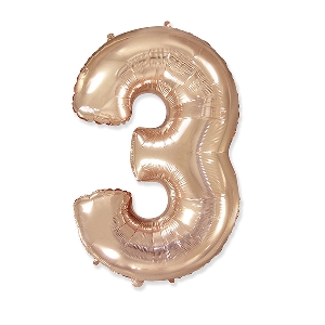 FM Фигура Цифра 3 Gold Rose 40/102см шар фольга