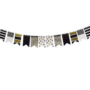 PR Гирлянда-флажки Black&Gold ассорти 250см