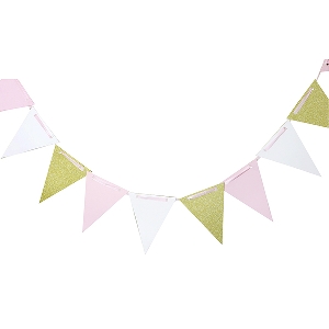 Y Гирлянда-флажки white/pink/gold 300см