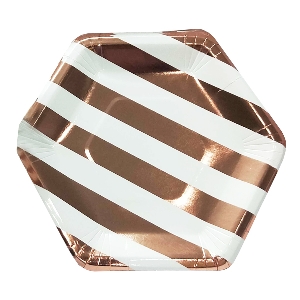 Y Тарелки White/Rose Gold полоска 20см 6шт