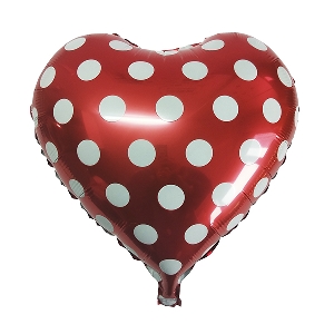 Y Сердце 43 RED Горошек белый 18/45см шар фольга ( CHINA-BASE NINGBO, Китай )