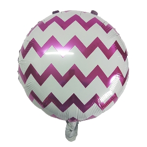Y Круг 57 White Шеврон Red/Pink 18/45см шар фольга ( CHINA-BASE NINGBO, Китай )
