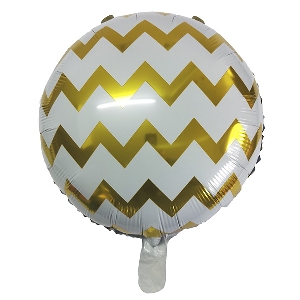Y Круг 58 White Шеврон Gold 18/45см шар фольга ( CHINA-BASE NINGBO, Китай )