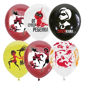 M 12/30см П+Д (шелк) ассорти рис Дисней Суперсемейка для Мамы 25шт шар латекс ( Latex Occidental, Мексика )