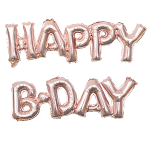 Y Фигура 90 буквы HAPPY B-DAY ROSE GOLD 59см Х 90см шар фольга
