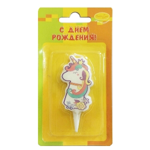 MC Свеча Цифра 1 Единорог 5см
