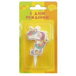 MC Свеча Цифра 7 Единорог 5см