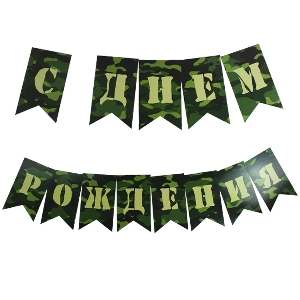 PR Гирлянда-флажки С Днем Рождения Милитари 250см