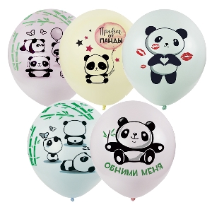 M 12/30см Пастель Macaroons ассорти рис. Панды 25шт шар латекс