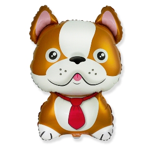 FM Фигура гр.4 И-409 Французский бульдог коричневый 32см X 46см шар фольгированный