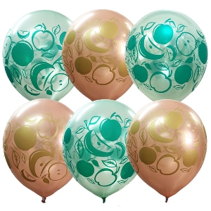 MP 12/30см Перламутр (шелк) 4 ст. рис Яблочки 25шт шар латекс