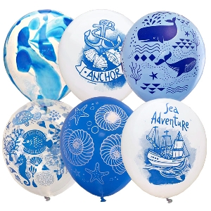 MP 12/30см Набор шаров ассорти рис. Море 25шт шар латекс