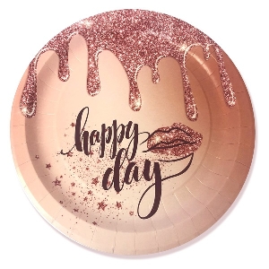 P Тарелки бумажные Happy Day 23см 6шт