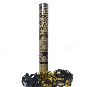 AC 30см Пневмохлопушка Wild Party, black&gold серпантин