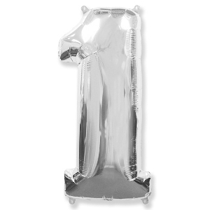 Y Фигура Цифра 1 серебро 30/76см шар фольга