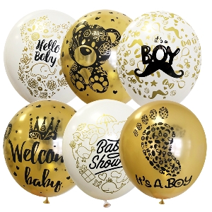 MP 12/30см Набор шаров ассорти рис. Welcome Baby Boy 25шт шар латекс