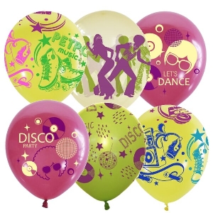 MP 12/30см Набор шаров ассорти рис. Disco Party 25шт шар латекс. Latex Occidental, Мексика