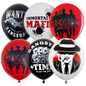 MP 12/30см Набор шаров ассорти рис. Гангстерская вечеринка 25шт шар латекс