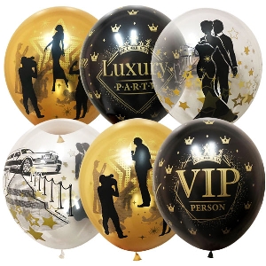 M 12/30см Набор шаров VIP Party ассорти рис. 25шт шар латекс