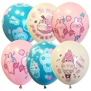 M 12/30см Набор шаров С Днем Рождения Каваи ассорти рис 5шт шар латекс