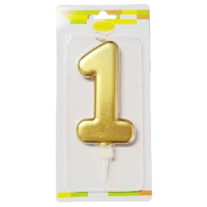 MС Свеча Цифра 1 Gold 12см