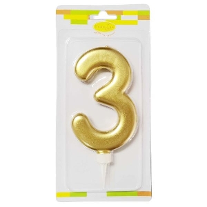 MС Свеча Цифра 3 Gold 12см