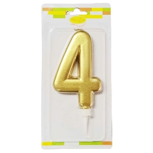MС Свеча Цифра 4 Gold 12см