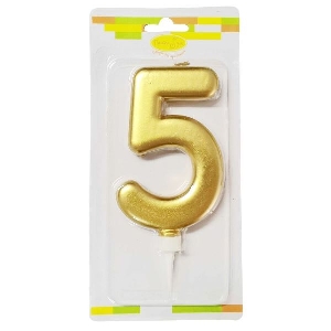 MС Свеча Цифра 5 Gold 12см