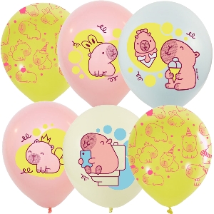 MP 12/30см Набор шаров ассорти рис Капибары Малыши 25шт шар латекс