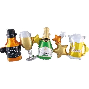 Y Фигура Гирлянда Виски, Шампанское, Бокалы 36/92см шар фольга