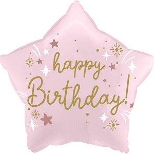 Y Звезда Happy Birthday, розовая 18/45см шар фольга