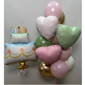 Сeт 19 С тортом. . Все шары наполнены гелием.